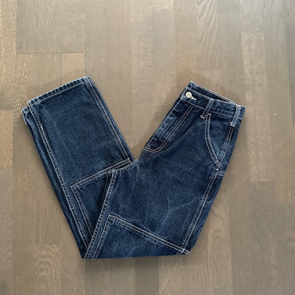 Brandy Melville Denim - Brandy Melville dark blue Ariana painter pants (no back pockets)